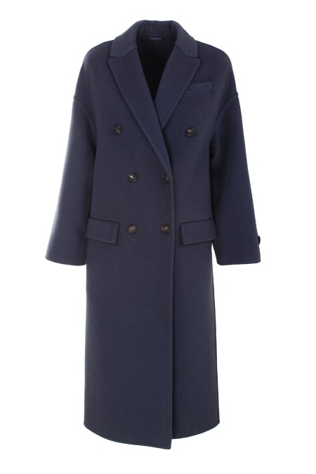 Shop BRUNELLO CUCINELLI  Cappotto: Brunello Cucinelli cappotto in panno di lana vergine e cashmere lavorazione double con "Precious Patch".
Taglio e volume maschile.
Chiusura con bottoni in corno.
Collo con rever.
Tasche basse con patta.
Taschino sul petto.
Composizione: 90% lana vergine 10% cashmere.
Fabbricato in Italia.. MD5329538-C005